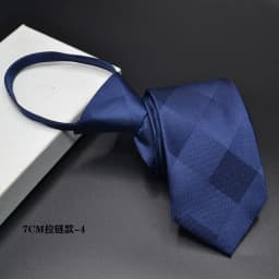 New 7cm Mens Tie Pre-tied Easy Wear Neck Tie Business Wedding Zipper Lazy Pre-tied Korean Style Striped Plaid Solid Necktie