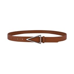 2023 New Wide Belt Women's BV True Cowhide Triangle Smooth Buckle Belt Minimalist INS Style Suit Dress Belt