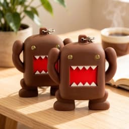 So Cool !!! Ultra Bright LED Cute Mini Domo kun Action Figure Toys LED Flashlight Keychains With Sound Keychain Kids Gifts