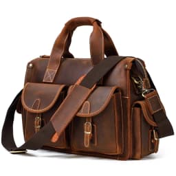 Vintage Mens Briefcase Genuine Cowhide Leather 15" PC Laptop Bag Crazy Horse Leather Business Messenger Bag Work Tote for man