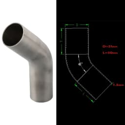 Elbow 45° Degree Bend Exhaust Pipe Versatile Stainless Steel Polished 19-51mm Automotive Exhaust Pipe Connection Fittings
