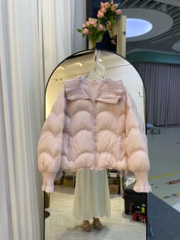 Winter Puff Knitted Splicing Down Jacket Women White Duck Down Big Lapel Outwears Female Fluffy Warm Thick Parker Bread Jacket