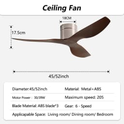 45/52 Inch Industrial Retro Ceiling Fan with LED Light and Remote Control, 6 Speed Silent Ceiling Fans No Light for Home & Offic