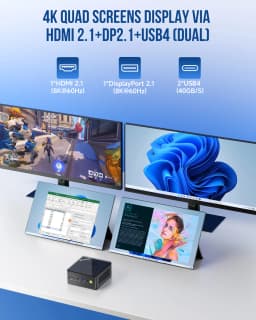 GMKtec K8 Plus Ryzen 7 8845HS Mini PC Windows11 Pro DDR5 128GB 5600MT/s PCIe4.0 4TB NVMe SSD WiFi6 BT5.2 Desktop Gaming Computer