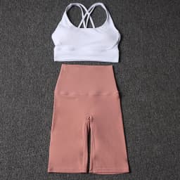 Nylon Yoga Set Gym Two Piece Sets Womens Bra Top Women Cycling Shorts Sport Fitness Sportswear 45 Colors Womens Clothing