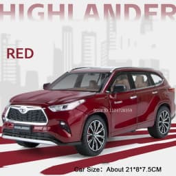 1:24 Scale Highlander RAV4 Toy Model Miniature Cars Alloy Diecast Sound Light Doors Opened Pull Back Shock Absorption Boys Gifts