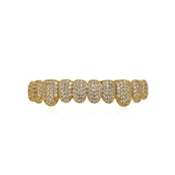 Iced Out Teeth Grillz 10 Top 10 Bottom 5A CZ Stones 14K Gold Plated Zircon Tooth Caps Rapper Mouth Jewelry