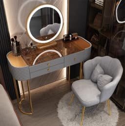 Glass luxury dressing table,household small modern minimalist dressing table,bedroom ins style storage cabinet, integrated table