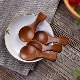 5Pcs Wooden Spoon Kitchen Small Spoon Wood Spice Spoon Mini Wooden Scoop Tea Spoons for Powder Sugar Jar Kitchen Accessories