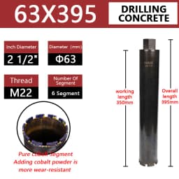 LAANCI Diamond Core Drill Bit Reinforced Concrete Drill Bit Diameter Range 25-200mm Total Length 400mm For Drilling On Concrete