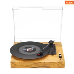 Maio E300 Belt-Driven Vintage Gramophone Device, Vinyl Record, Turntable, High-Fidelity Stereo, Built-In Speaker, 3-Speed