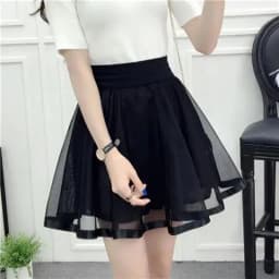 Mini Skirts Women Elegant Cute Black A-Line Korean Fashion Streetwear Skirt A Line Mesh Elastic Tulle Pleated Lolita Skirt