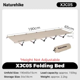 Naturehike XJC04 Folding Camping Cot Height Adjustable Ultralight Backpacking Cot Portable Camping Bed for Camping Hiking Travel