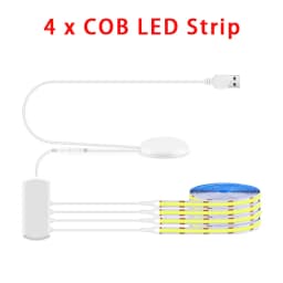 6/5/4/3/2/1 Pcs 5V COB LED Strip Light With USB Penetrating Wood Touch Dimmer Switch For Acoustic Panel Cabinet Shelf Lighting