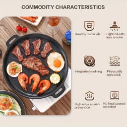 1pcs Carbon Steel Grill Pan Nonstick BBQ Griddle for Induction Cooktop Indoor Outdoor Use Dishwasher Safe BBQ Cookware