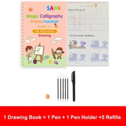 1/4PCS Sank Magic Practice Copybook Pen Preschools Kids Calligraphy English Verison Free Wiping Children Reusable Writing Book