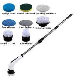Electric Spin Scrubber Rechargeable Cordless with 3/9 Brush Heads Powerful Motor Metal Gears Extendable Rod for Bathroom Kitchen Car Tile Floor Multi-Purpose Cleaning Brush Bathtub Shower Grout Home Use Tool Set
