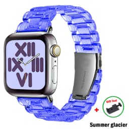 Link bracelet for apple watch band ultra 2 49mm 41mm 45mm 44/40/42/38mm glacier Transparent strap iwatch series 9 8 7 6 5 4 3 SE