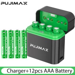 PUJIMAX 1.5V AAA 1100mWh Rechargeable Lithium-ion Battery With Smart Battery Charger SET Batteries Individually Available