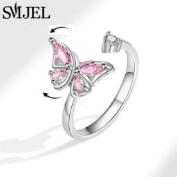 New Sunflower Anxiety Ring Fidget Spinner Rings for Women Cute Butterfly Hummingbird Charms Finger Ring Anti Stress Rotate Gifts