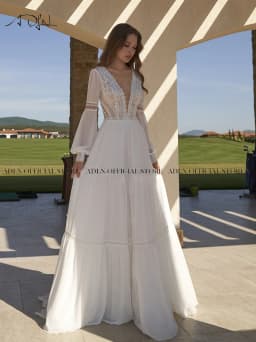 Sexy Deep V-neck Boho Wedding Dresses Customized Long Sleeves Civil Bridal Gown Open Back Beach Bride Dress Robe de Mariee
