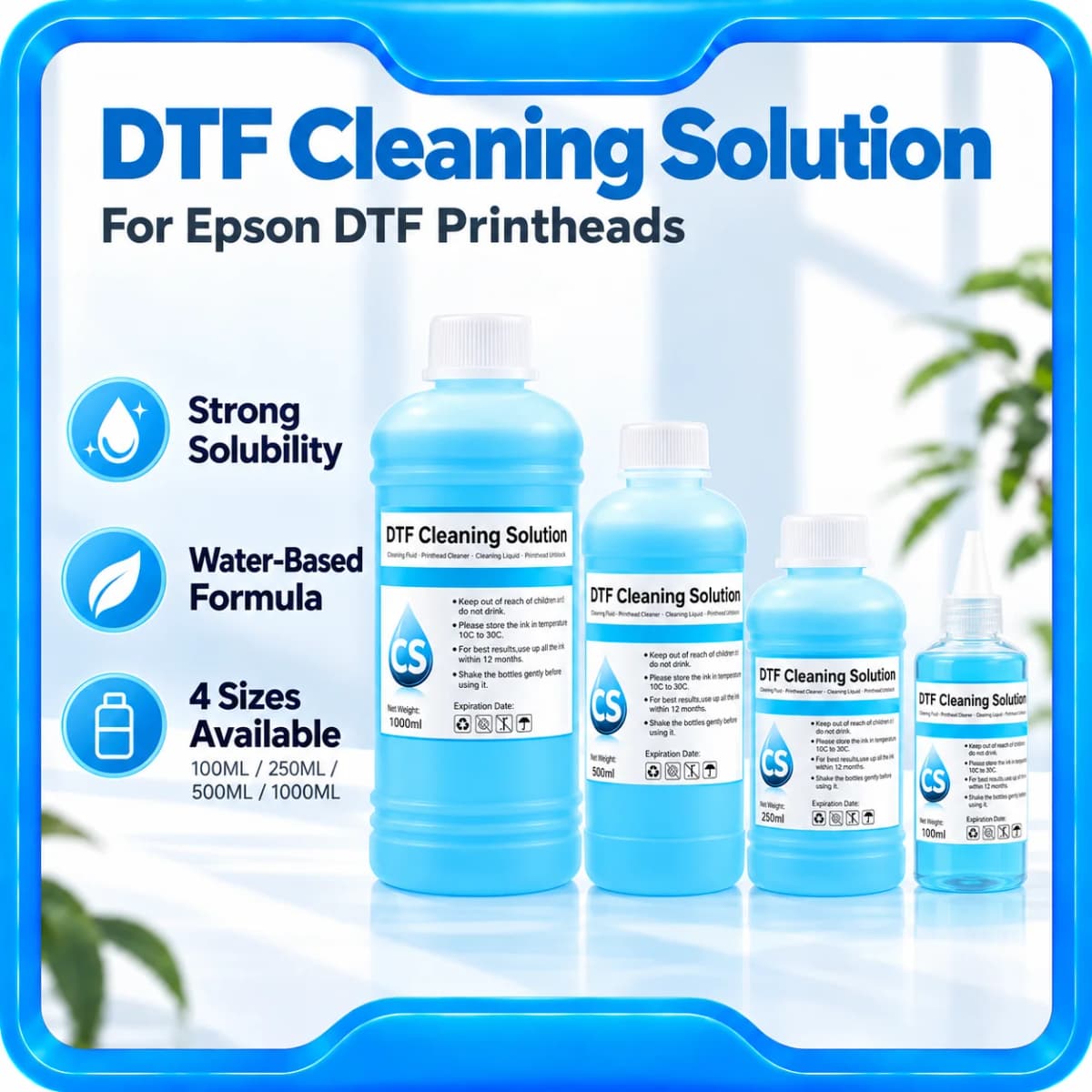 Powerful DTF Cleaning Solution Liquid for Epson DX5 DX7 L1800 L805 L800 1390 I3200 DTF ink cleaning Liquid (4 capacities Option)