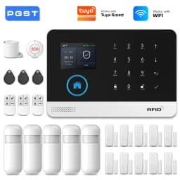 PGST 4G WiFi GSM Wireless Alarm System Home Security Protection Alarm System Set PIR Sensor Works with Tuya Smart Life Alexa
