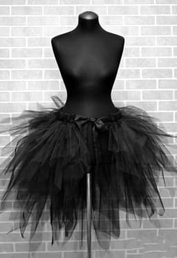 Real Image Gothic Black Ruffles Ruched Short Tutu Tulle Skirts Girls Mini Detachable Train Women Tulle Maxi Skirt