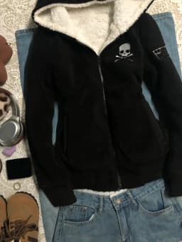 Subculture Cross Y2k Lamb Wool Jackets Women Gothic Hoodies Skull Grunge Zipper Streetwear Harajuku Female Vintage Casual Coat
