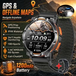 New Upgrade GPS Offline Map Position Smart Watch 1200mAh Battery IPX8 Swim Heart Rate 1.46”AMOLED Screen Men Women Fitness Watch