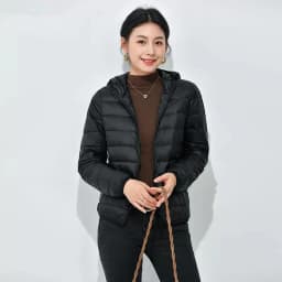 Women's Lightweight Casual Hooded Down Jacket Autumn Winter Minimalist Short Down Coats Female Solid Color Zipper Warm Outerwear