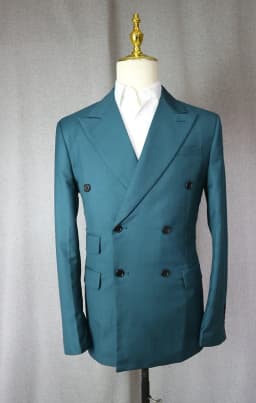 Men's Suit 2 Piece Double Breasted Peak Lapel Jacket Business Casual Slim Fit Wedding Suit For Men ( Blazer+Pants)
