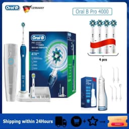 Oral B Electric Toothbrush Pro 4000 3D Action Daily Clean Teeth Visible Pressure Sensor 4 Modes Gum Cares Waterproof Rechargeabl