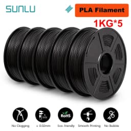 SUNLU 5KG 3D PLA/PETG/PLA PLUS/Clear Filament 1.75mm 5Roll 1KG Printer Neatly Wound 3D Filament for 3D Printer & 3D Pen