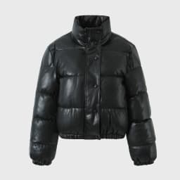 Korean Stand Collar Cropped Jacket Winter Coat Women's Clothing Trend Puffer Jackets Warm Streetwear Knit Patchwork Long Sleeve