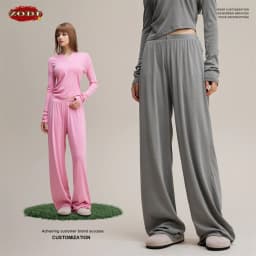 ZODF Women 2025 Solid Comfortable Loose Pants Girls Female 275gsm Solid Wide Lge Straight Trousers Brand Bottoms HY1137