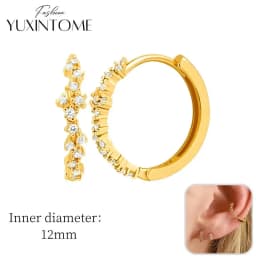 925 Sterling Silver Ear Needle Hoop Earrings Crystal Circle Small Huggie Earrings for Women Simple Females Girls Jewelry