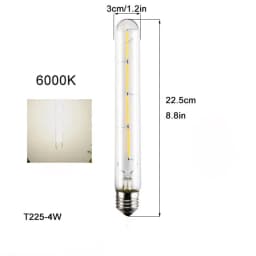 100-240V 6000K LED Filament Light Bulb 110V 120V 6500K Tubular Edison Bulbs T10 T185 T225 T30 T300 Long Tube 4W 6W 8W LED Bulb