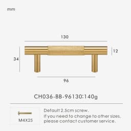 Nurlin Brass Diamond-cut Cross Knurl Pattern Gold Black Kitchen Cabinet Handles Wardrobe Pull T-bar Knobs 500mm Long Available