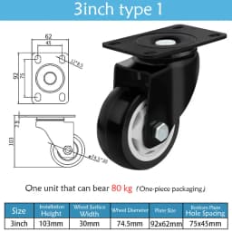 1.5-5 Inch Polyurethane Swivel Caster M6/M8-M12 Screw For Furniture Wheel Caster Wheels 360° Caster Wheel Industrial With Brake