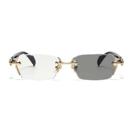 Cut Edge High-end Framless Photochromic Myopia Glasses Silver Gold Blue Light Blocking Eyewear Anti-UV Sunglasses Diopters -4.0