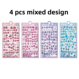 1 pc/4 pcs Mini Sweet Star Cartoon Drop 3D Relief Stickers Journaling DIY Diary Cute Stationery Sticker Decor School Supplies