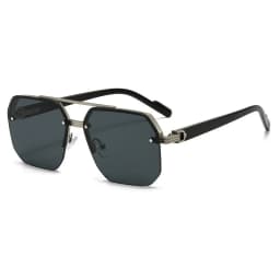 1pcs Stylish Men's Double Bridge Square Sunglasses, Anti-Reflective, Metal and Acetate Material for Daily Wear.