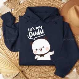Bubu Dudu Bear Couple Hoodies Matching His & Hers Outfit Pullover Crew Neck Long Sleeve Fashion Soft Comfortable Thermal Hoodie