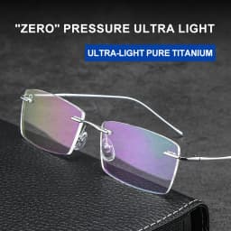 VICKY New Ultra-light Titanium Reading Eyeglass Frames Men Fashion Simple Rimless Myopia Glasses Customized Prescription Glasses
