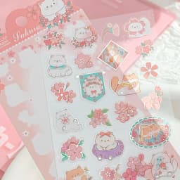 Korean Import Original NEKONI Sakura Animals Cherry Blossom Decor Stickers Scrapbooking Diy Journaling Cute Stationery Stickers