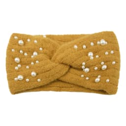 Pearl Headband Winter Ear Warmer Knitted Cross Headwrap Turban Wide Brim Headwear for Women Girls Fashion Hair Accessories