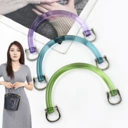 1/2/4Sets Acrylic D Shape Bag Handle with Two Metal Buckle Transparent Resin Wristband Handbag Decor Ring Frame Bags Part