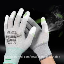 RELIFE RL-063 Anti-Static Gloves Non-slip ESD Electronic PU Insulation Coated Finger Protection for Phone Repair Working Gloves