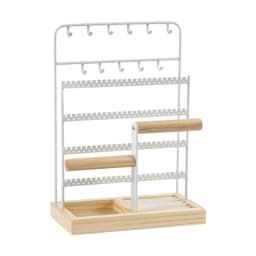 Necklace And Earring Storage Tree with Wooden Base for Jewelry Organization